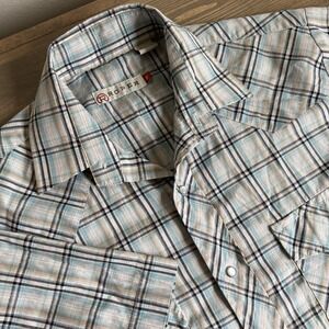 Roper Men's Medium Plaid Short Sleeve Pearl Snap Up Shirt Collar Western